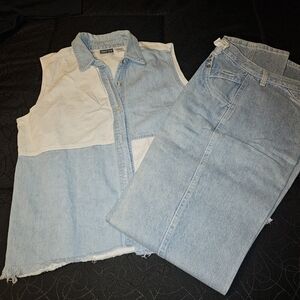 ROCKY MOUNTAIN Women's High Rise Light Blue Jeans, WITH SLEEVELESS TOP